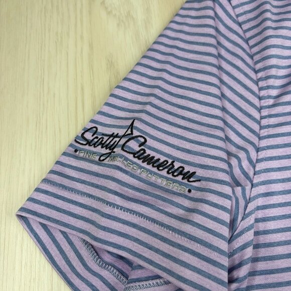 Peter Millar Mens Purple Striped Scotty Cameron Agave Man Stretch Polo Shirt XL - Picture 8 of 14